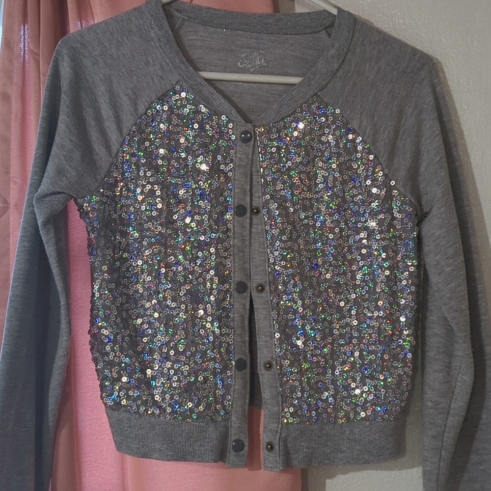long sleeve sparkly JUSTICE jacket